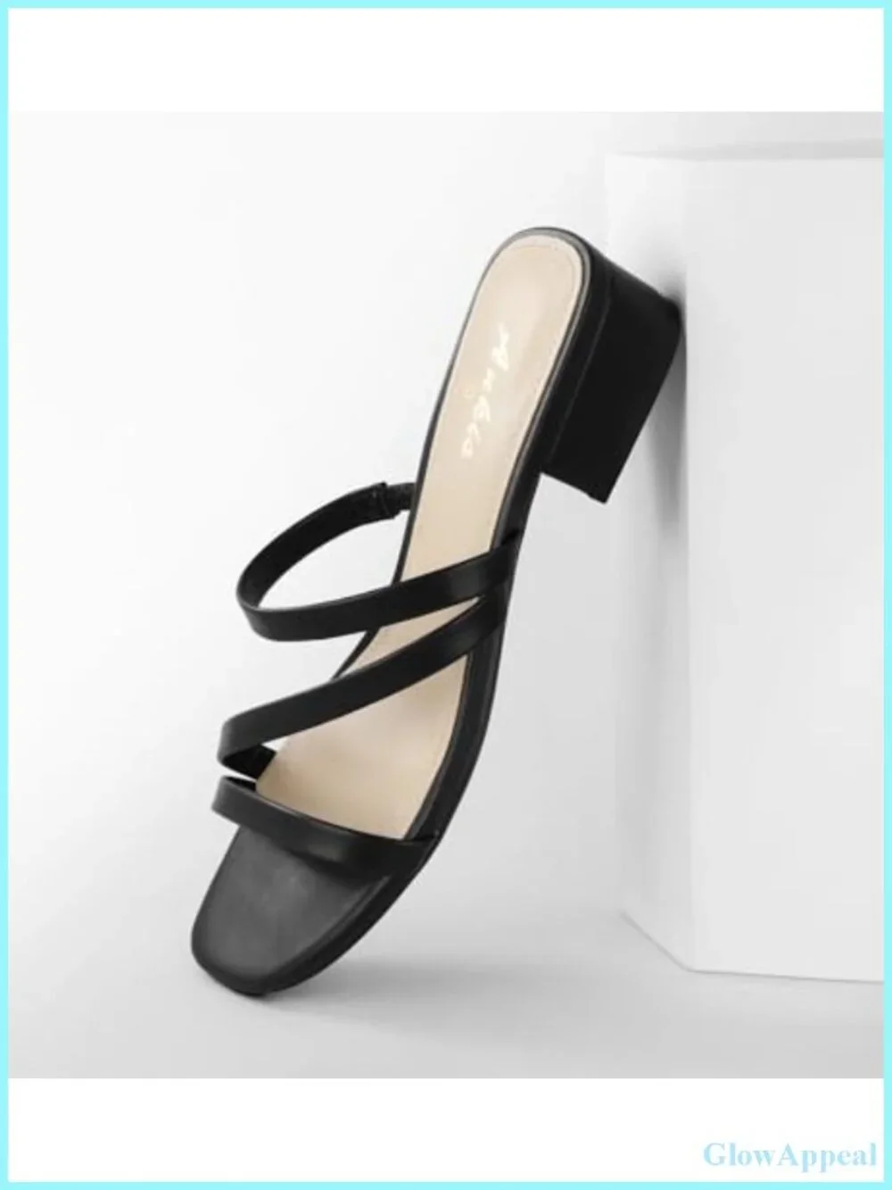 Strappy Square Open Toe Low Chunky Block Heel Sandals Slip On Mules Women's